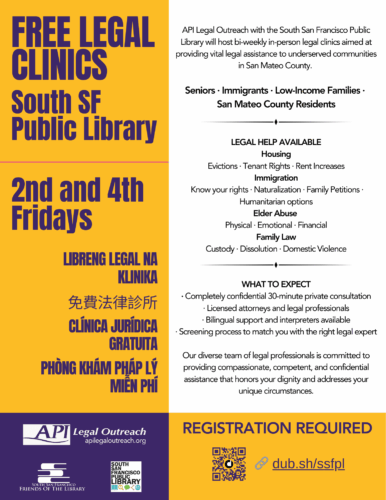 South SF Public Library Free Legal Clinics with API Legal Outreach